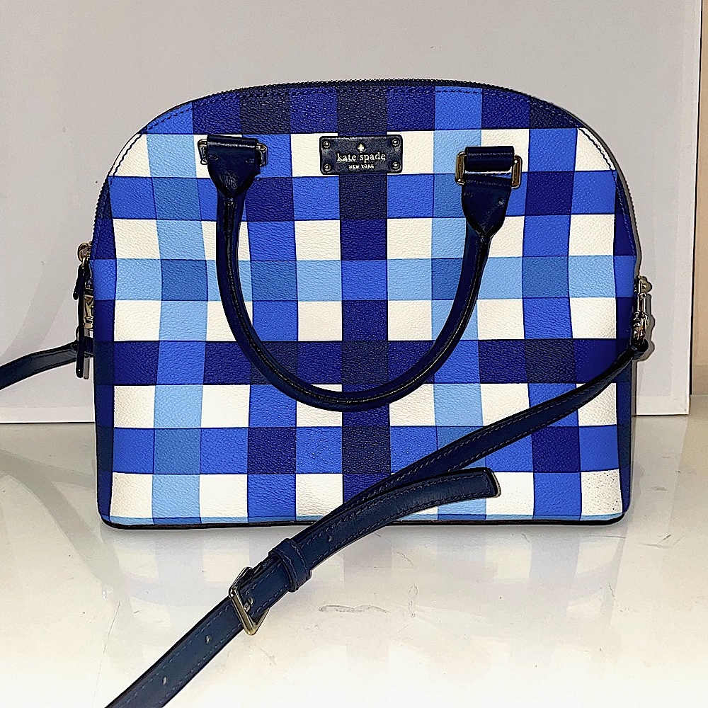 KATE SPADE MILLIE BLUE CHECKERED CROSSBODY HANDBAG